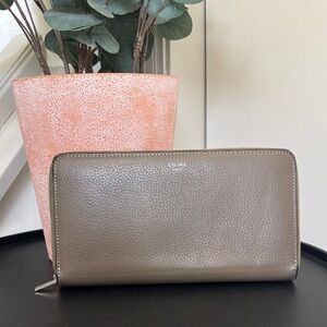 Celine Drummed Calfskin Zip Wallet